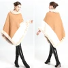 Middle Age Women&#x27;s Cardigan Shawl Plus Size Fur Collar Crewneck Women Cloak Sweater