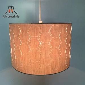 Modern laser light lampshade cut out TC Khaki fabric shade lamp shade