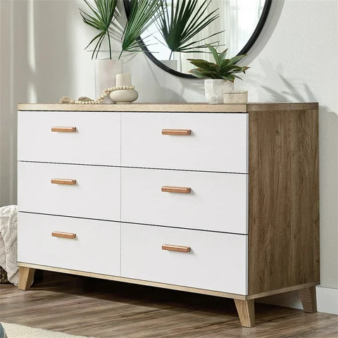 Modern Wood Bedroom Living Dining Room Baby Dresser Table Chest 6 Drawers Double Set Bedroom Furniture Dresser Set Table