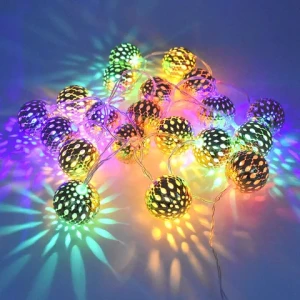 Moroccan ball string lights led iron hollow metal flashing Christmas decoration