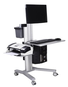 Moving Industrial Laboratory Nursing Medical Hospital Workstation Rolling Mobile Computer Crash Monitor Cart Trolley with Wheels