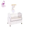 Multifunctional Wood Frame Baby Cots Portable Wooden New Born Kids Bed Safety Pu Paint Children Crib