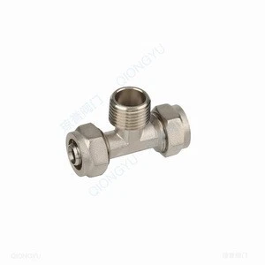 Multilayer pex pipe compression screw fitting tee