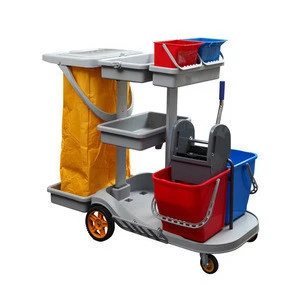 Hotel Housekeeping Maid Cleaning Carts Janitorial Trolley Cleaning Supplies  Service Cart - China Cleaning Cart, Plastic Products
