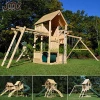 Natural chamfered wooden kids playground,popular super fun outdoor playground