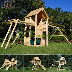 Natural chamfered wooden kids playground,popular super fun outdoor playground