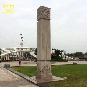 Natural Stone Chinese White Marble Column Solid Round Pillar Gate Design