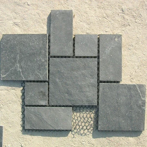 Natural stone mosaic mat black slate interior and exterior siding panels cladding mosaic paving tile MZH-18