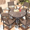 New arrival  products aluminum alloy frame chairs set Plastic wood dining tables outdoor furniture with 6 chair