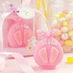 New business ideas birthday party supplies baby shower decoration handmade mini boy girl footprint package happy birthday candle