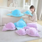 New Design Cute Big Size Sea Animals Manta Ray Plush Pillow Stuffed Fish Soft Cushion For Sofa Couch Bedroom Decoration