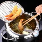 New Design Stainless Steel Non Stick Cookware French Fries Meat Cookware Deep Fryer With Thomometer