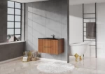 New Design Wood PVC 42 Inch Ceramic Top Bathroom Vanity Cabinet with Wash Basin