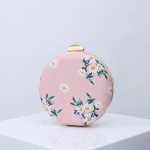 New Designer Printed Flower Evening Bag Cotton Fabric Round Clutch Bag