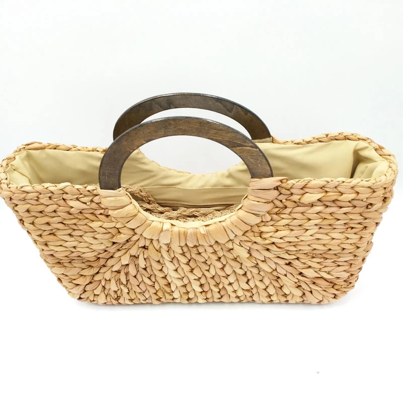 New products Ladys bag corn skin Handwoven woven handbag square basket straw bag