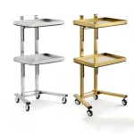 New simple golden salon pedicure cart stainless steel rolling trolley on sale