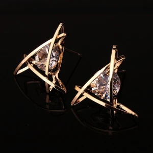 New Triangular Glass Stone Earrings Designs Bling Hoop Earrings