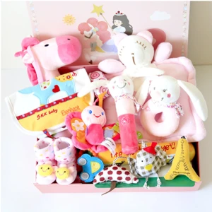 Newborn gift set musical plush toy baby mobile bed bell bib & pillow toys for baby
