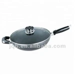 Non stick 26cm aluminum wok with glass cover