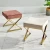 Import Nordic luxury Ottoman L Pouffe Best Quality Fabric Gold Frame Stool for Bedroom Living Room Velvet Ottoman Puff from South Korea