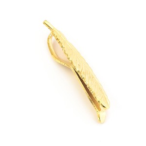 Novelty feather shaped laser engraved silver and gold plated tie bar clip tie pin gift for men