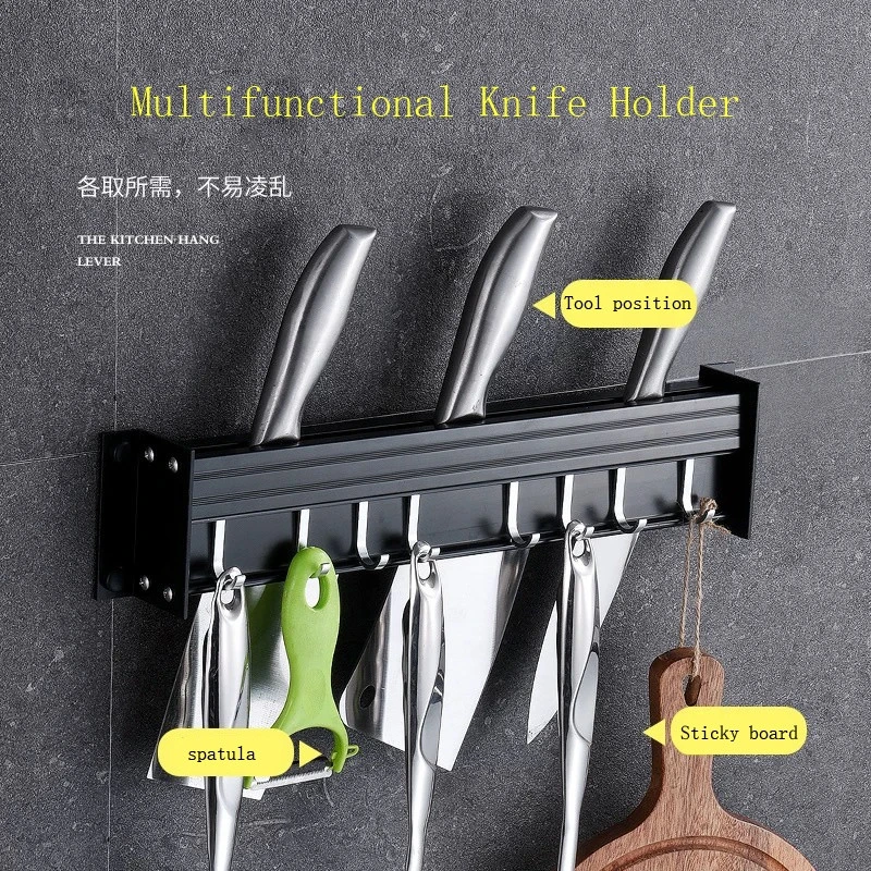 OEM 24 inch wall mounted kitchen tool storage magnetic knife holder with hooks