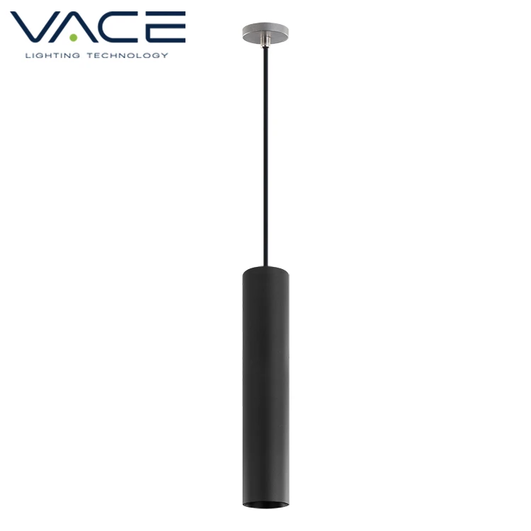 OEM Modern Linear Aluminum Black Cylinder Decorative Dimmable COB Ceiling Hanging Lamp Commercial 12W LED Pendant Light