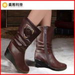 OEM ODM Rechargeable battery heated women leather winter boots Electrically Heated Shoes
