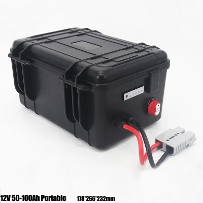 OEM Portable Case 12V 50ah 80ah 100ah LiFePO4 Lithium Battery with LED Capacity Display Waterproof
