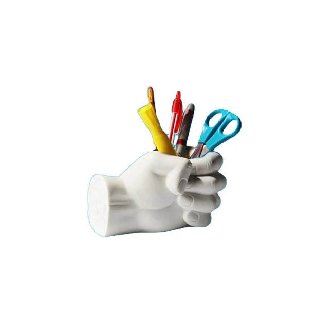 Office Supply Hand Polyresin pencil holder Wholesale Custom resin  white Pen Holder for car