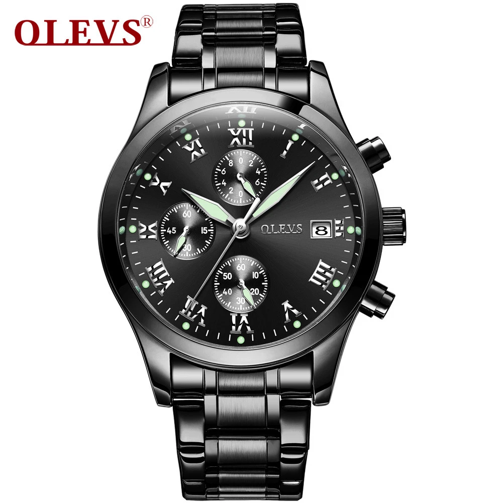 OLEVS 5569 New Design Men Watch Mens Luxury Watch Stainless Steel Case Three Eyes Chronograph Wristwatch