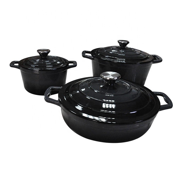One set cast iron enamel kitchen cookware set cooking pot set nonstick