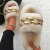Import Open Toe Flat Fluffy Fur Slip On Slides Slippers Fashion Shiny Sequins Chain Ornament Fuzzy Fur Slippers for Women from China