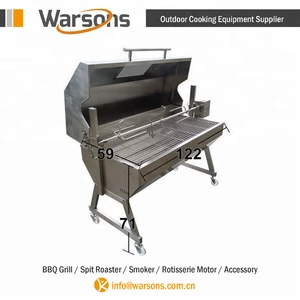 Outdoor cooking stainless steel hooded Spartan large charcoal lamb rotisseries
