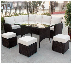 Outdoor Patio Sectional Furniture Sets  Rattan Wicker Sofas Garden Furniture with Cushion