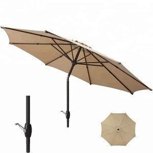 Outdoor Umbrella with Crank and 3-way Adjustable Tilt
