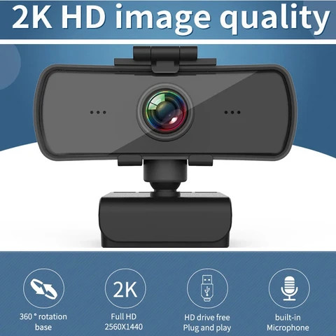 P03 Drop Shipping USB HD 2K Webcam autofocus Built-in Microphone 30fps Web Cam Camera for Desktop Laptops Game PC