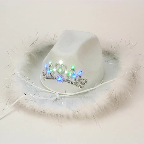 party carnival felt cowboy hat with feather brim led light up cowgirl hat MH-0804