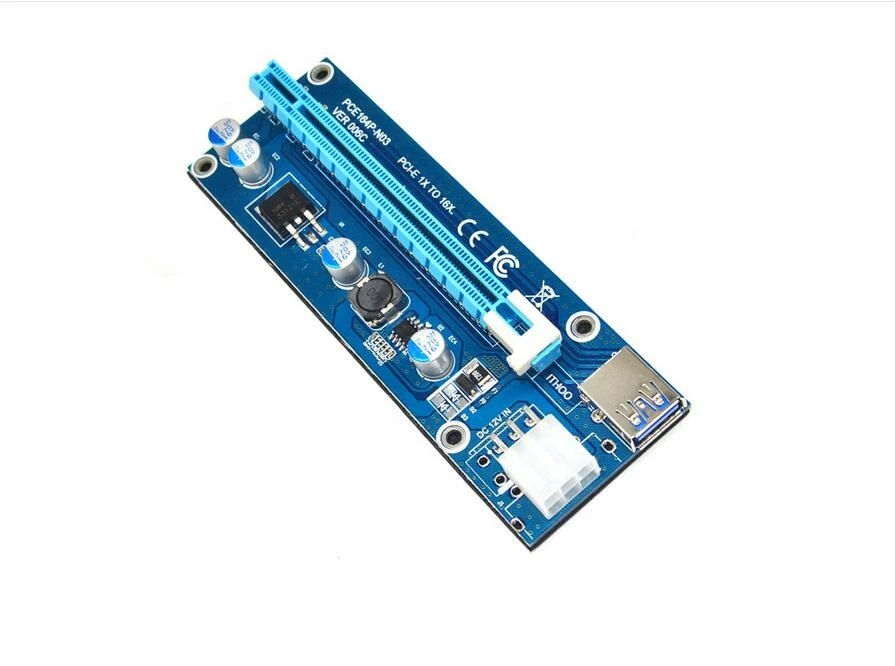 PCI-E 1X to 16X pcie Riser Card 60CM usb 3.0 Extension VER 006C,60cm PCIE Mining Card Adapter for BitCoin minig(6 Pin)