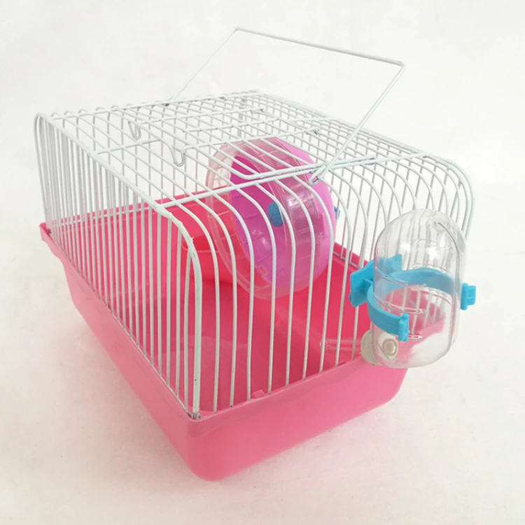 Pink hamster cag cheap price small mini pet cage for squirrel gerbil ferret chinchilla sugar glider  hedgehog with water feeder