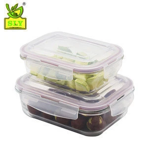 Plastic Lid Storage Glass Food Container/Pyrex Glass Lunch Box with bag