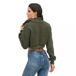 Polyester Pullover 1/4 Zipper Hoody Sherpa Furry Sweatshirt Crop Fleece Hoodies