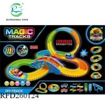 Popular kids diy track glowing slot luminous rail car toy