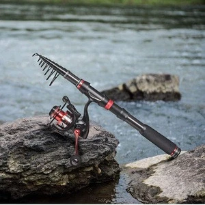 Portable Fishing Rod and Reel Combos Carbon Fiber Telescopic Fishing Rod Set Come with All Accessories 64 Pcs for Travel