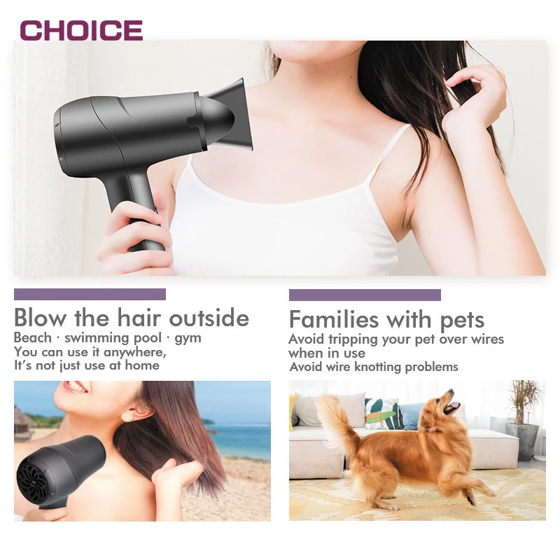 Professional Blower Dryer Stand Portable Wireless Mini Rechargeable Hair Dryer for Travel Home Cordless