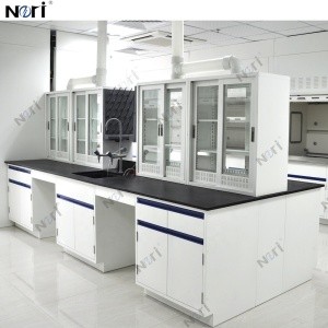 Professional Design Chemistry Laboratory Table Furniture Steel Wood Lab Island Workbench with Reagent cabinet and Pegboard