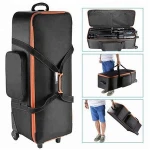 Professional Photography Video Studio Lighting Equipment Roller Trolley Carry Bag 76x26x26cm with Strap Padded Compartment Wheel