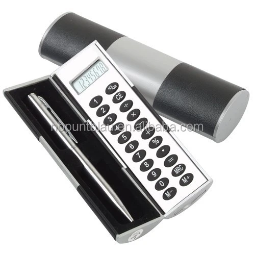 Promotional small pocket calculator with pen