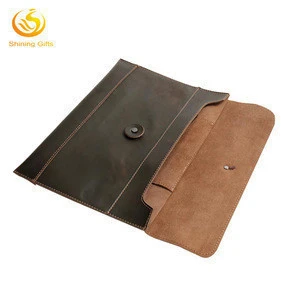 PU A4 Leather Envelope Document Bag File Organizer Folder Bag with Button
