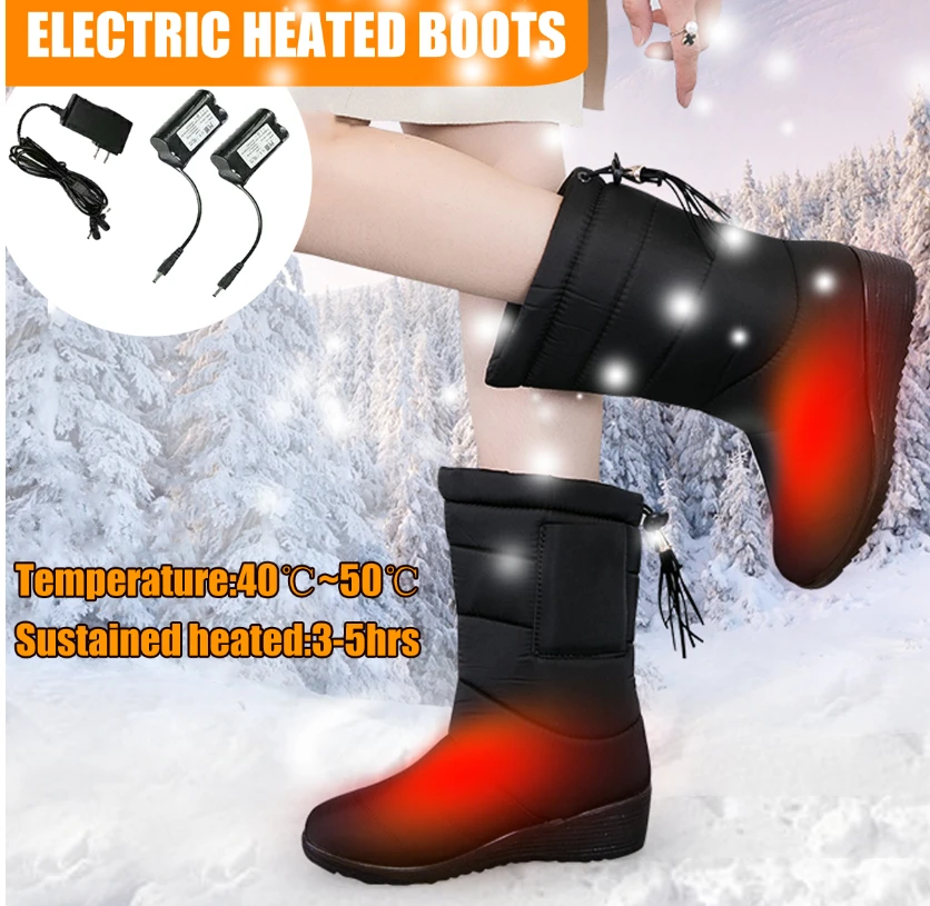 Rechargeable Women Battery Powered Heated Boots Electric Heating Snow Shoes Warmer